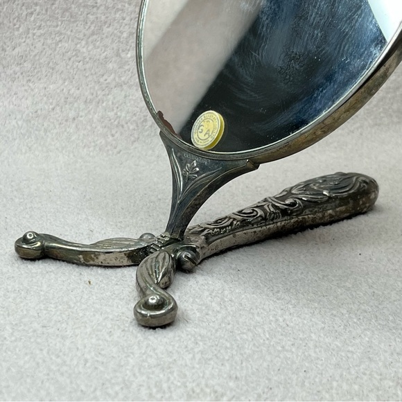 Antique Godinger Silver Plated Adjustable Hand/Table Double Sided Mirror-Vintage - Picture 7 of 10